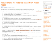 Requirements for websites linked from presell pages